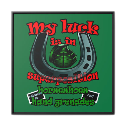 my luck - framed canvas art (dark green)