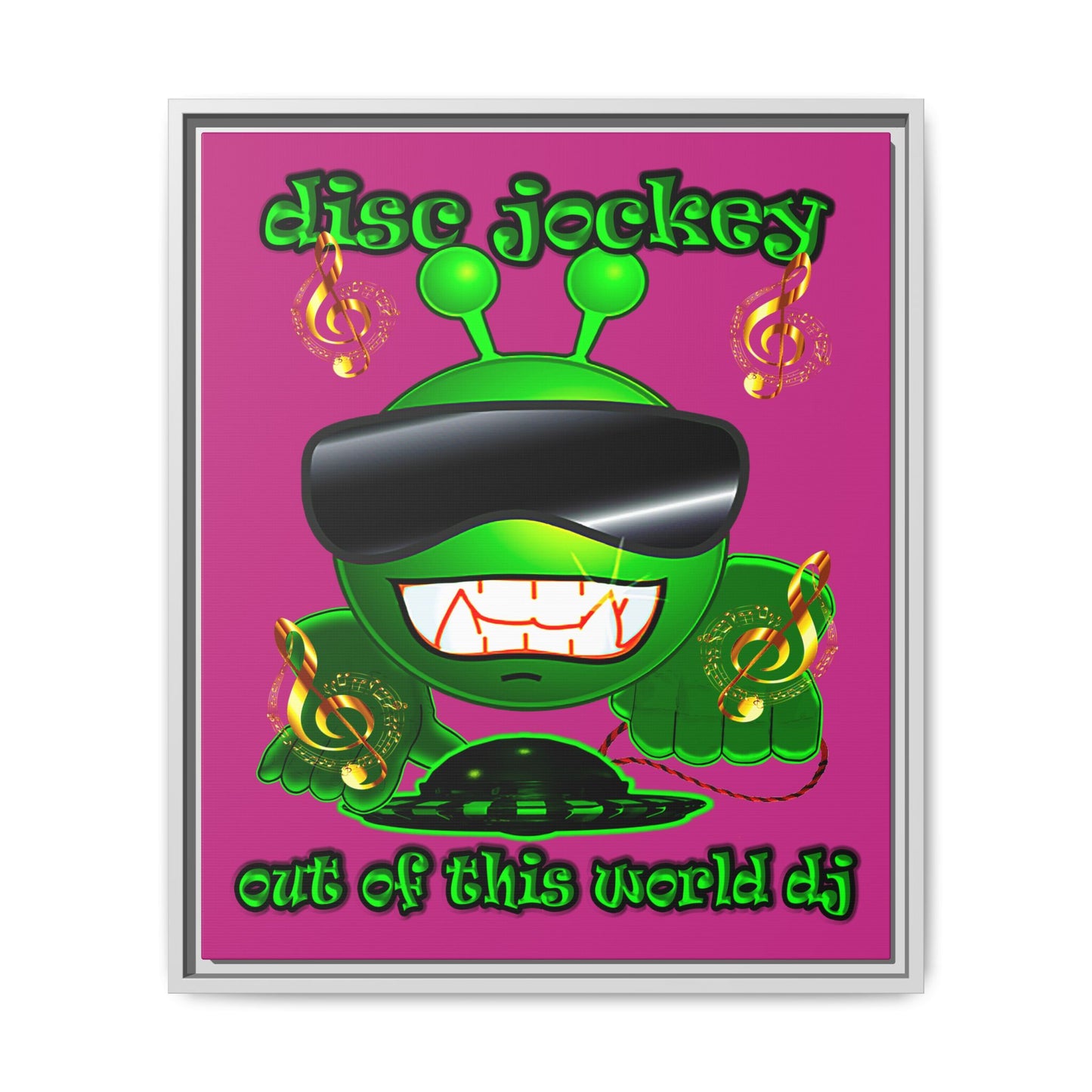 disc jockey - framed canvas art (pink)