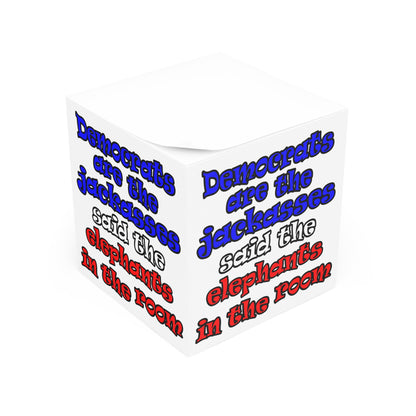 donkeys and elephants - note cube (white)