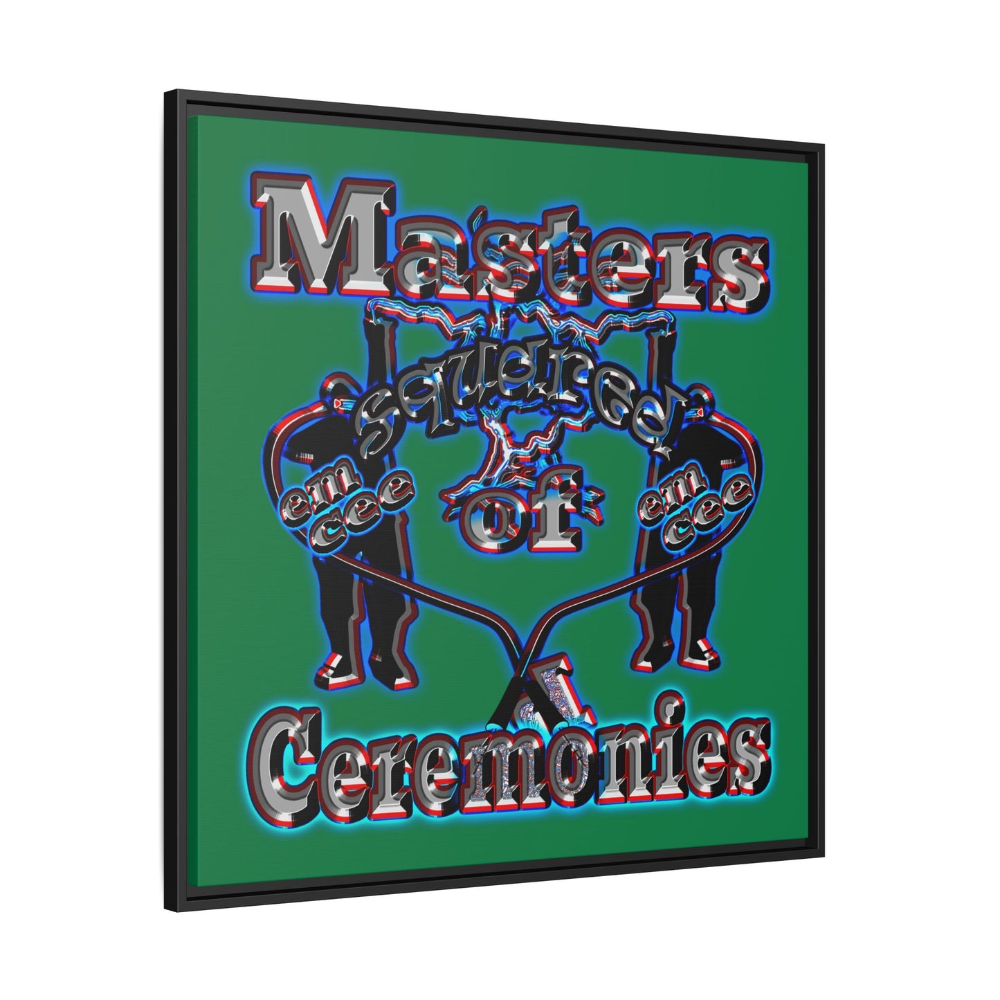 em cee squared - framed canvas art (dark green)