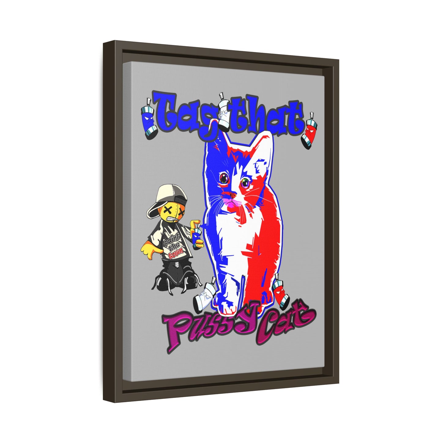 tag that - framed canvas art (light grey)