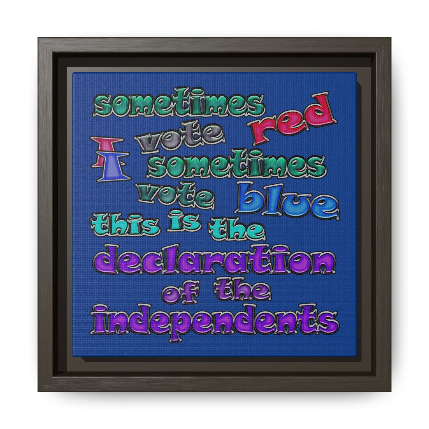 declaration of the independents - framed canvas art (dark blue)
