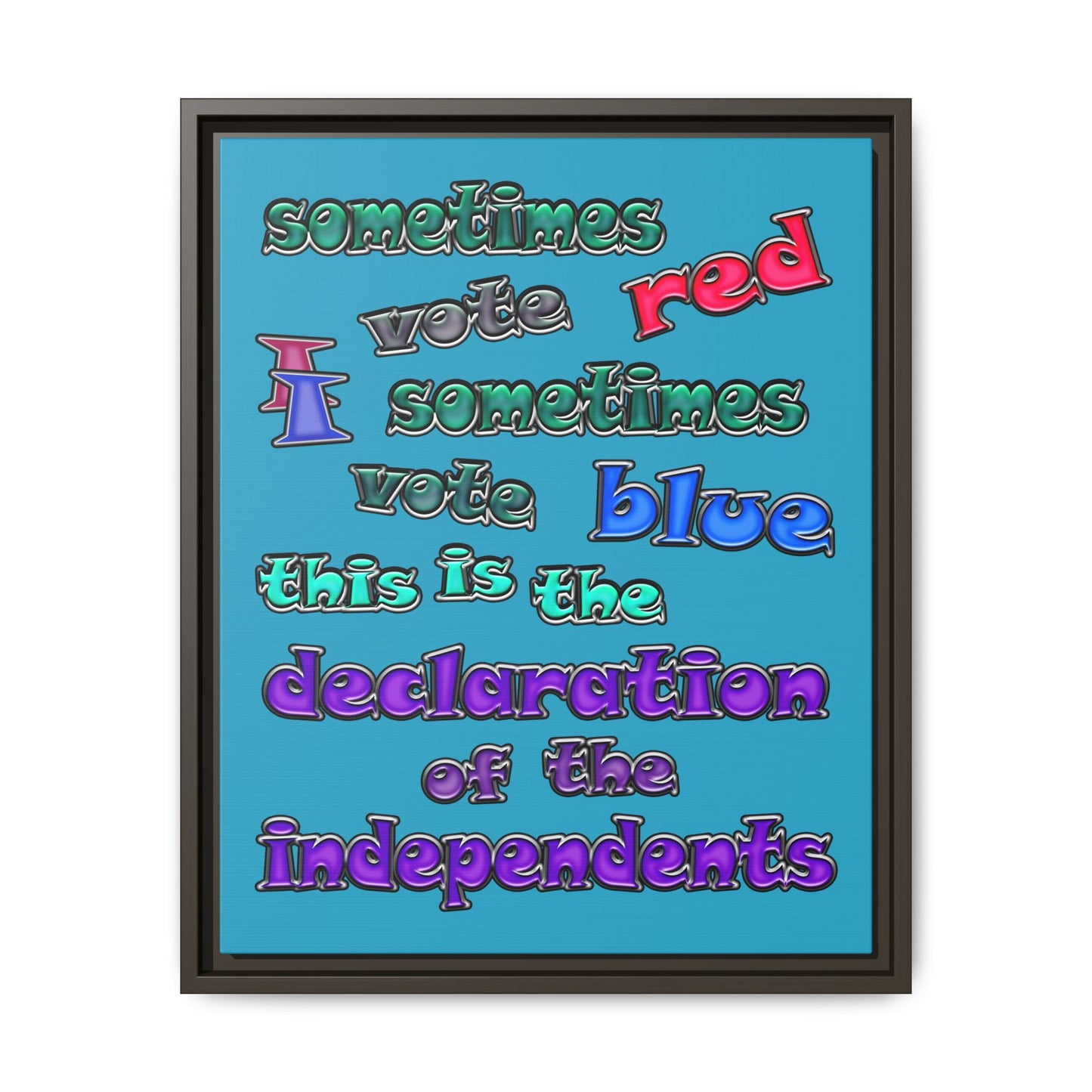 declaration of the independents - framed canvas art (turquoise)