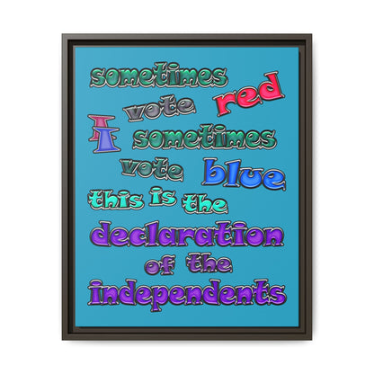 declaration of the independents - framed canvas art (turquoise)