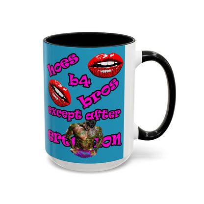 hoes b4 bros - Accent Mug (turquoise)