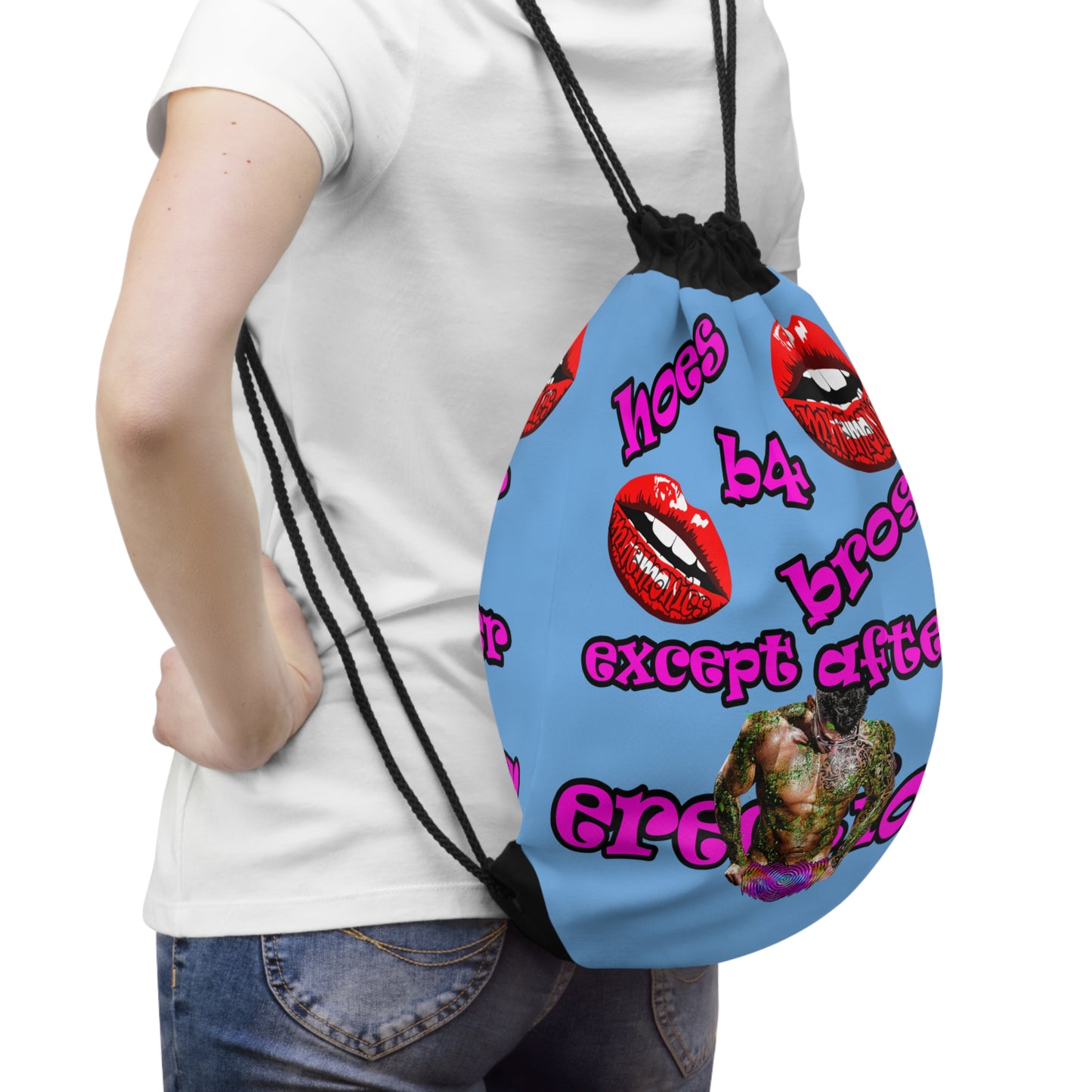 hoes b4 bros - Drawstring Bag (light blue)