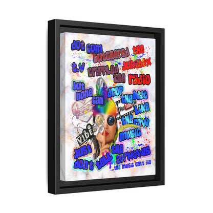 drop the beat - framed canvas art (white marble)