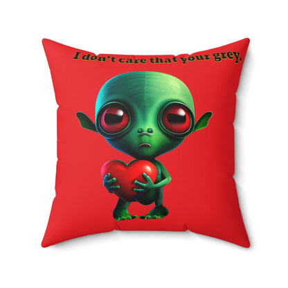I don't care that your grey - Faux Suede Square Pillow - (red)