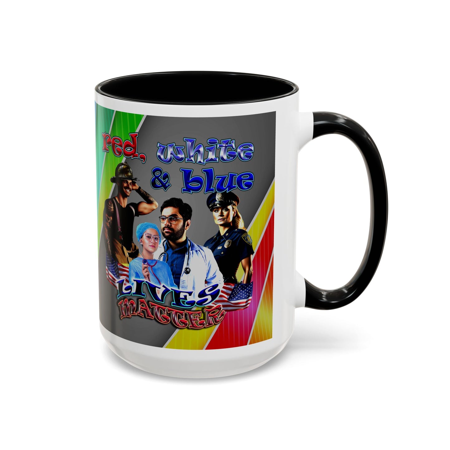 rw&b lives matter - Accent Mug (rainbow split)