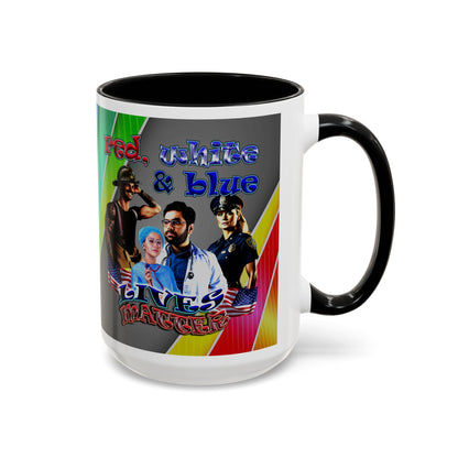 rw&b lives matter - Accent Mug (rainbow split)