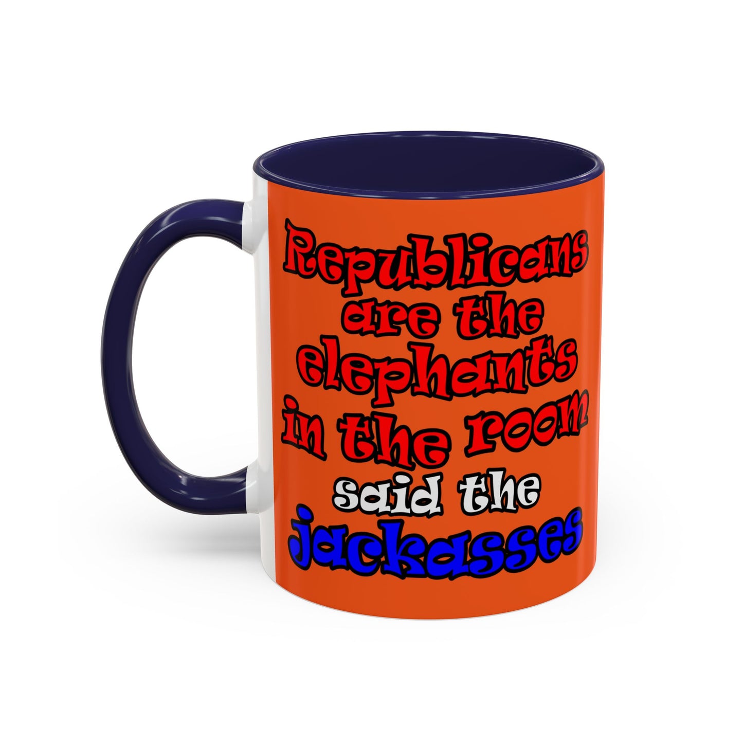donkeys and elephants - Accent Mug (orange)