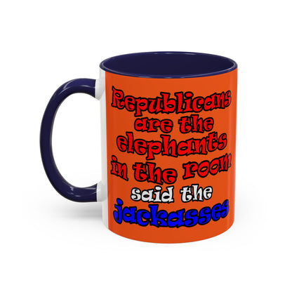 donkeys and elephants - Accent Mug (orange)