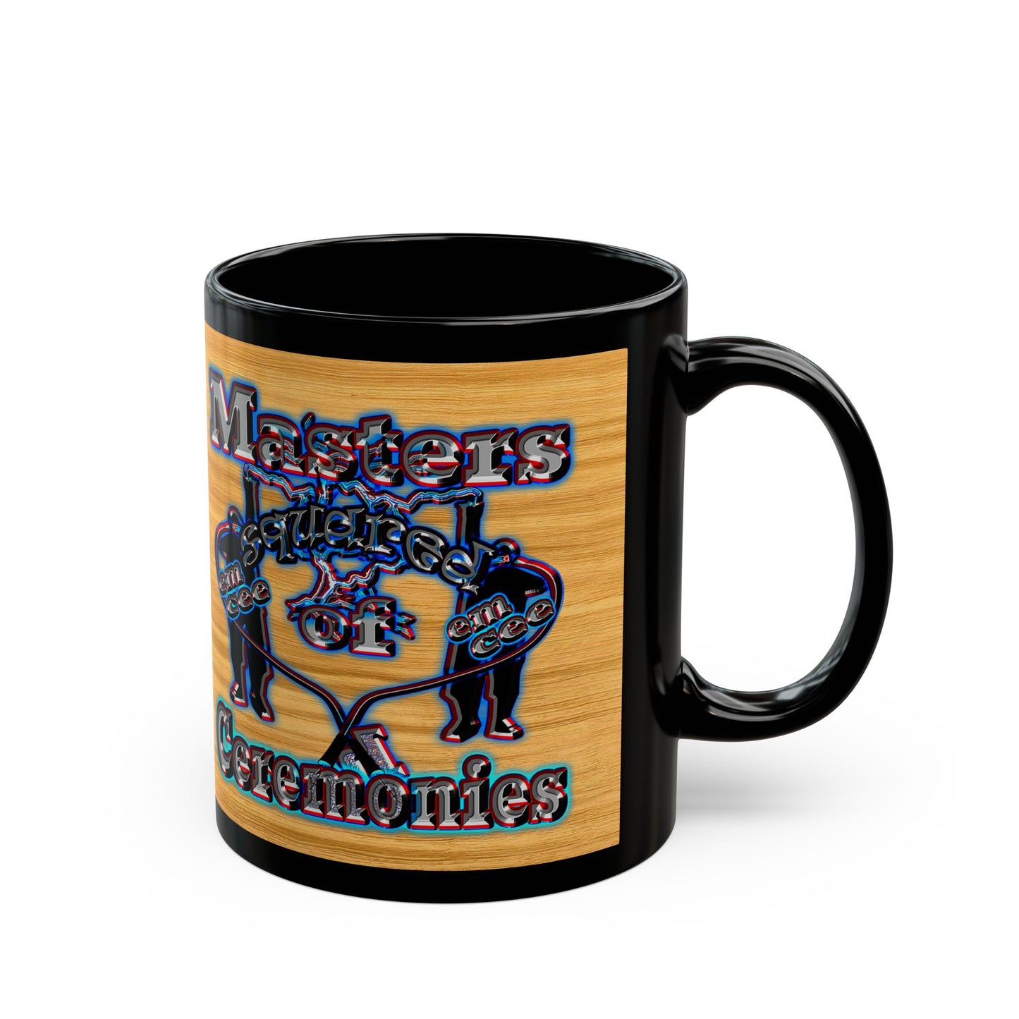 em cee squared - Black Mug (butterscotch wood finish)