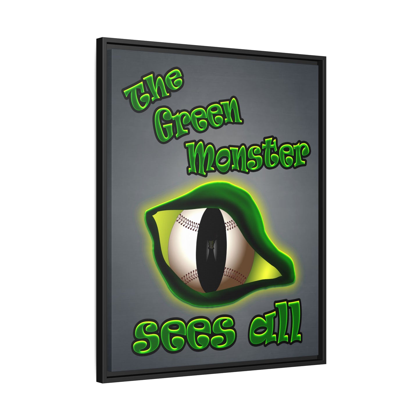 green monster - framed canvas art (grey-light grey)