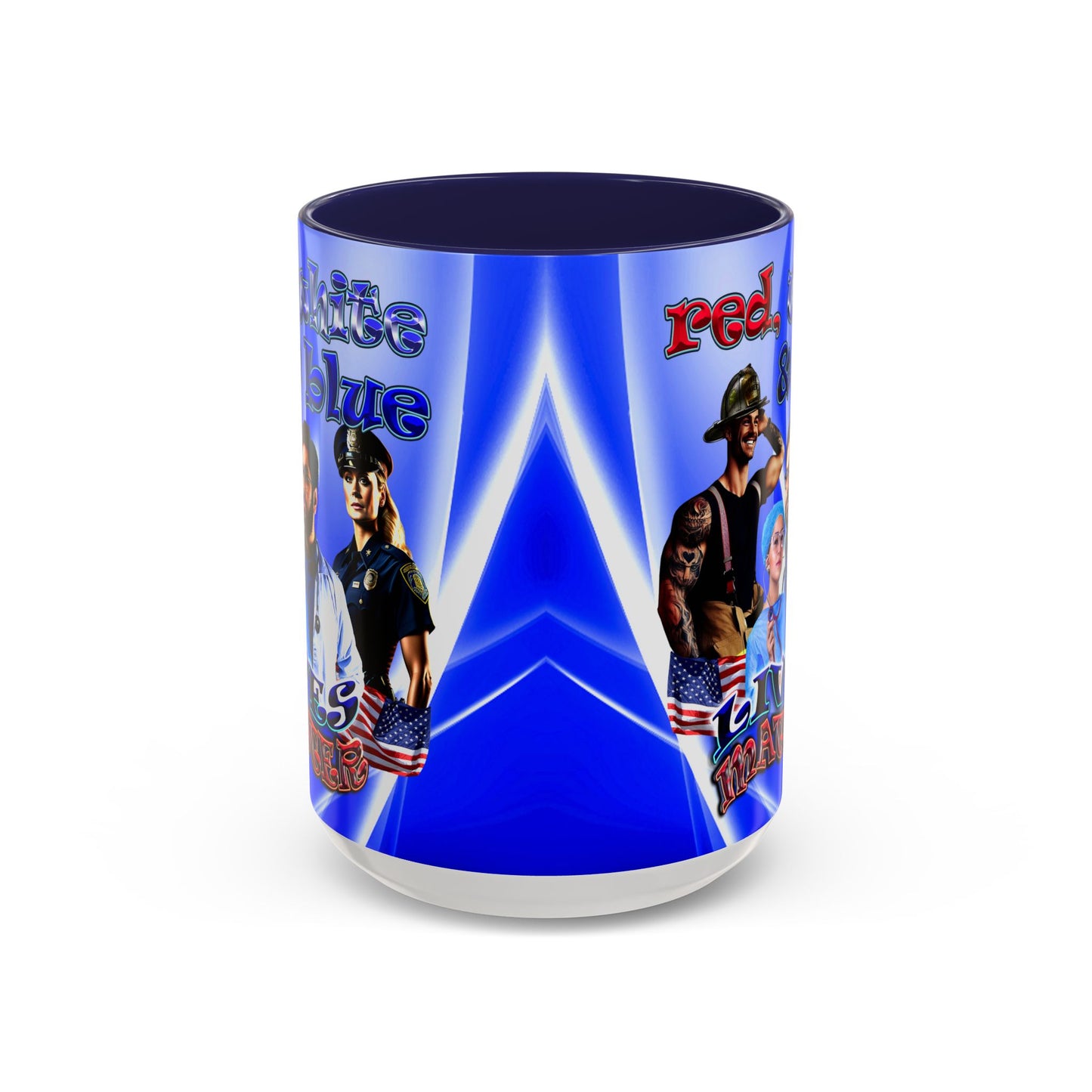 rw&b lives matter - Accent Mug (blue-white wave)