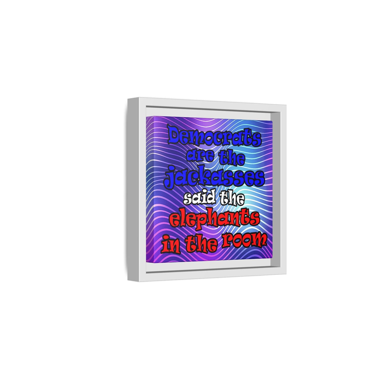 donkeys and elephants - framed canvas art (purple wave)