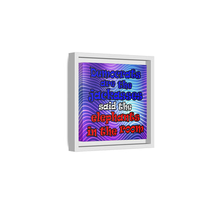 donkeys and elephants - framed canvas art (purple wave)