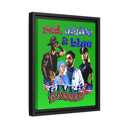 rw&b lives matter - framed canvas art (logo green)