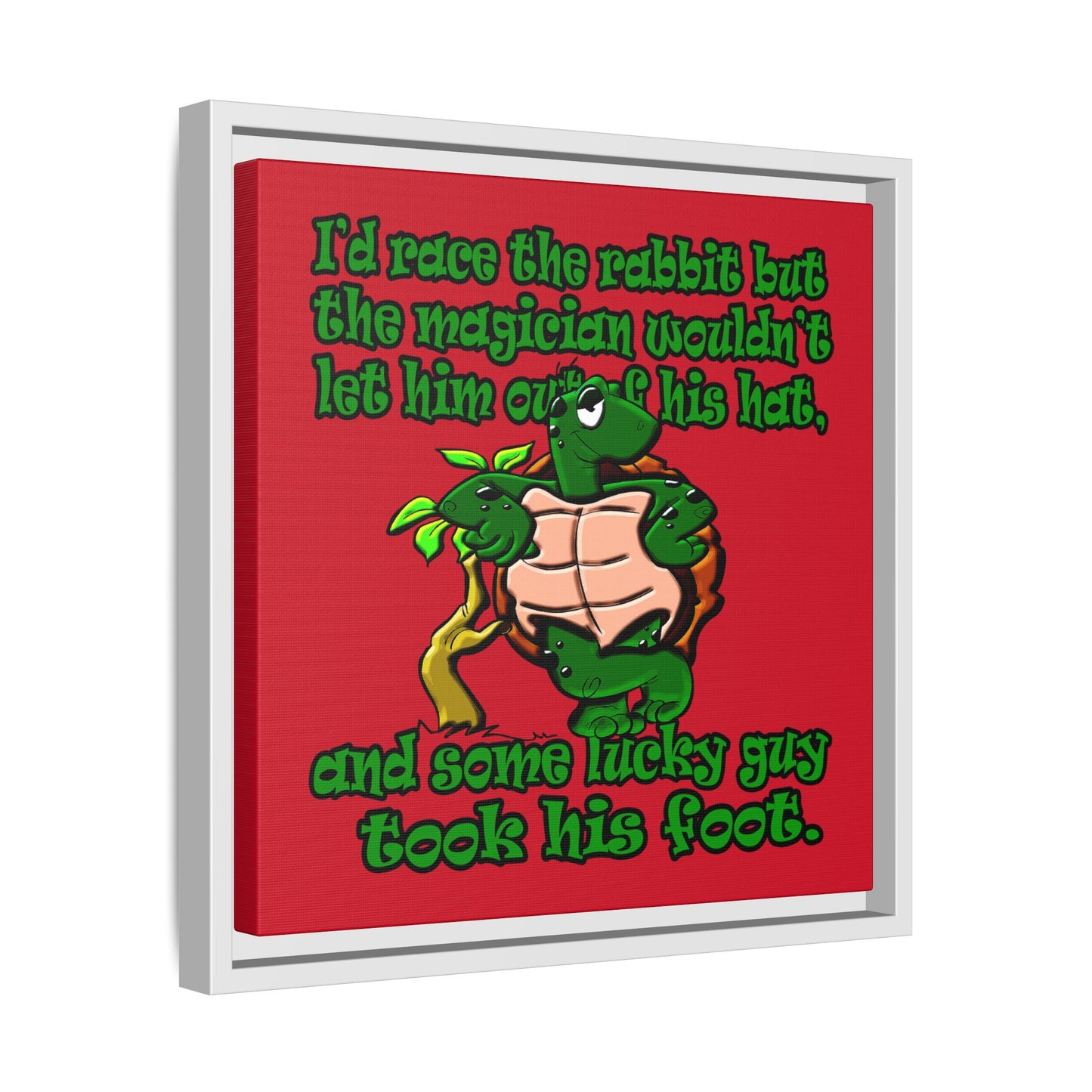 turtle race - framed canvas art (dark red)
