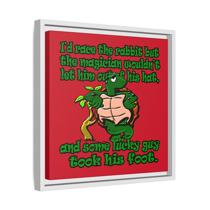 turtle race - framed canvas art (dark red)