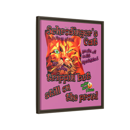 schrodinger's cat - framed canvas art (light pink)