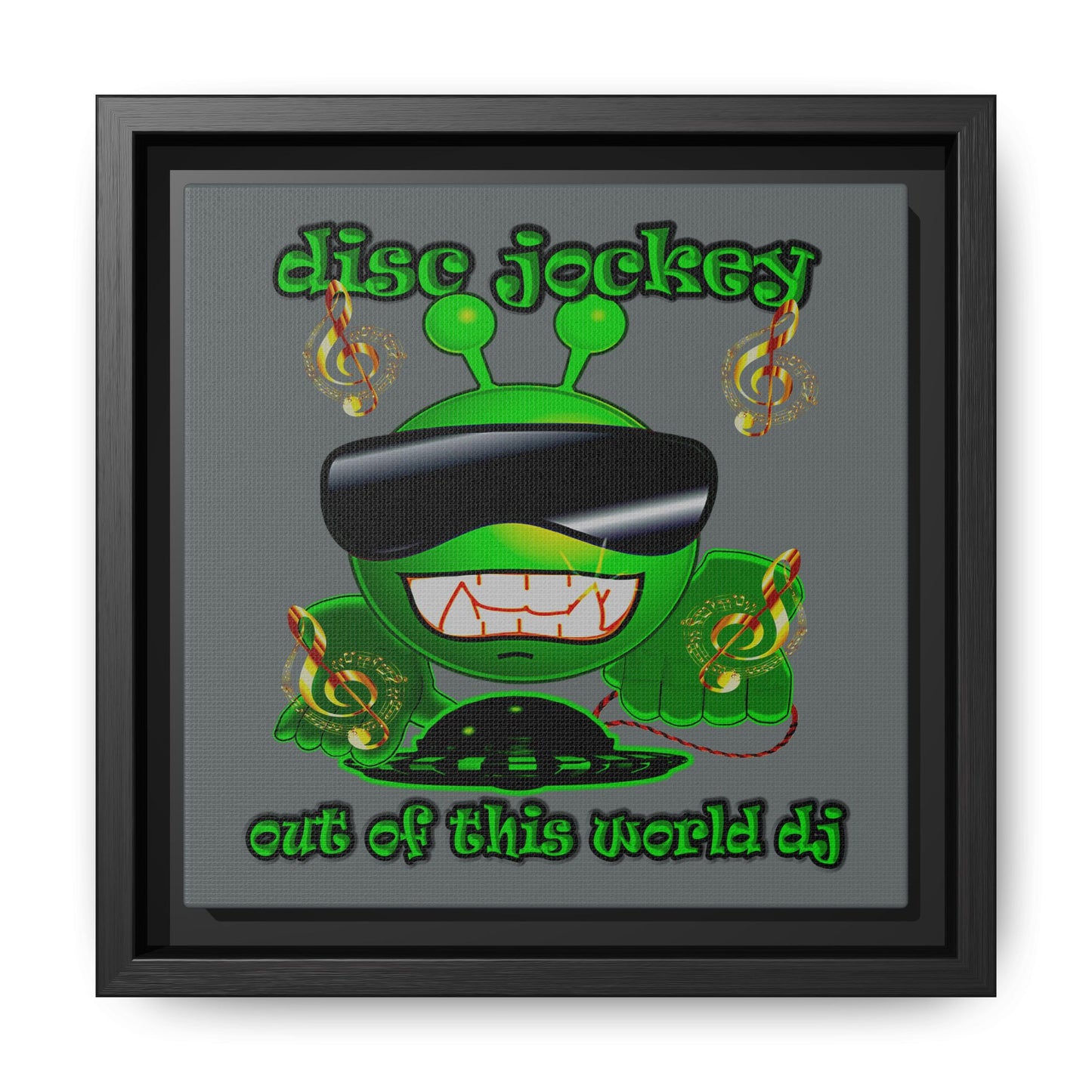 disc jockey - framed canvas art (dark grey)