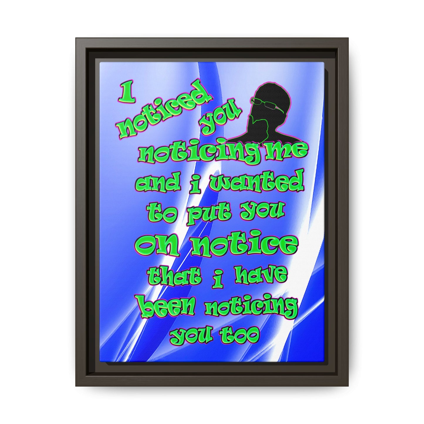 noticed you noticing - framed canvas art (blue-white wave)