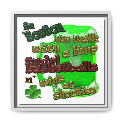 celtics logo - framed canvas art (white)