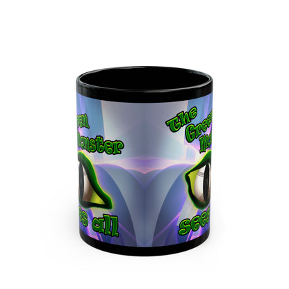 green monster - Black Mug (grey-pink wave)