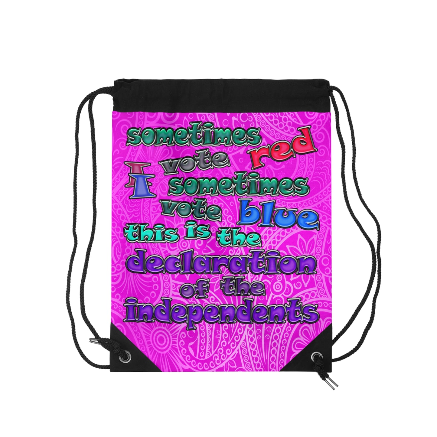 declaration of the independents - Drawstring Bag (pink swirl)