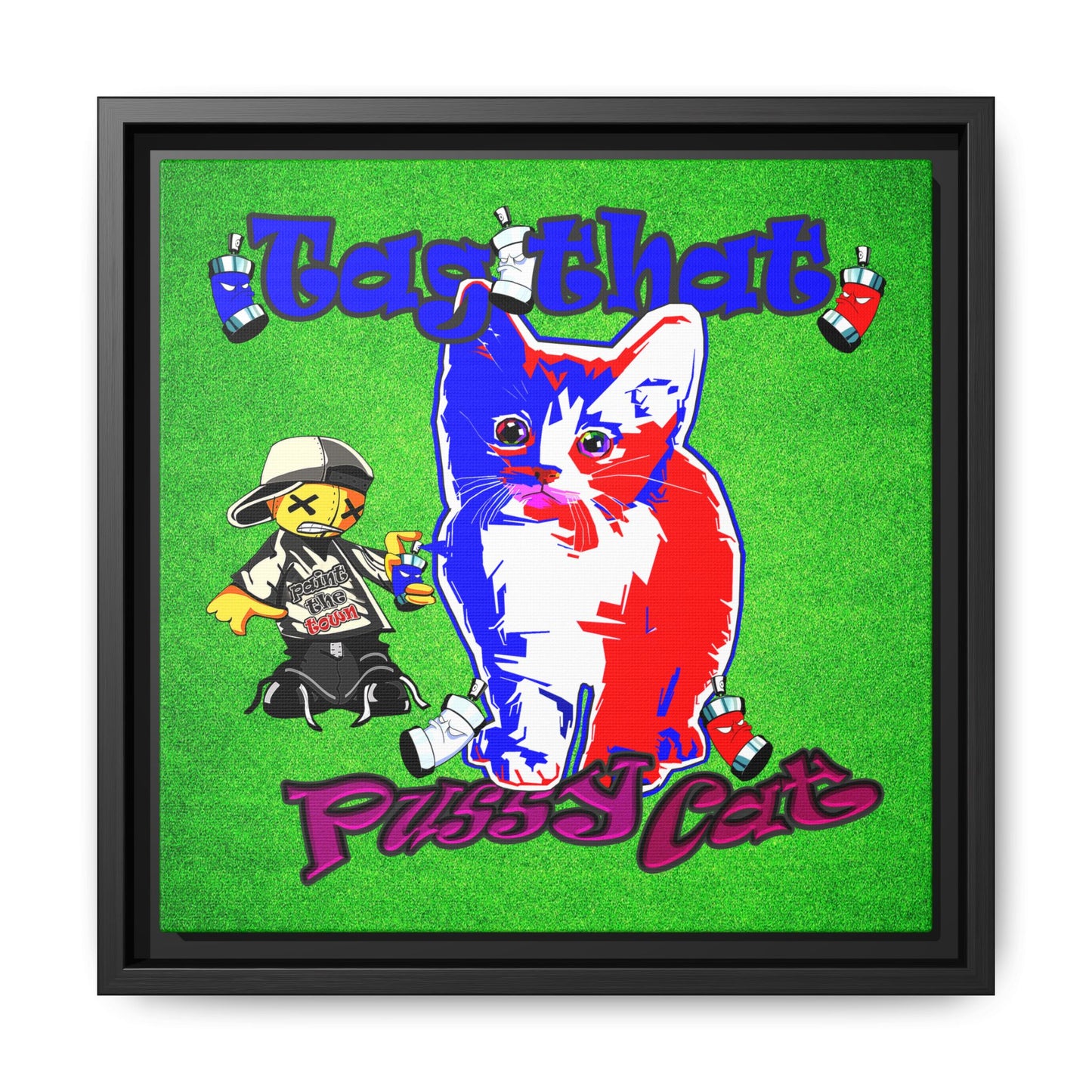 tag that - framed canvas art (green turf)