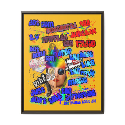 drop the beat - framed canvas art (yellow)