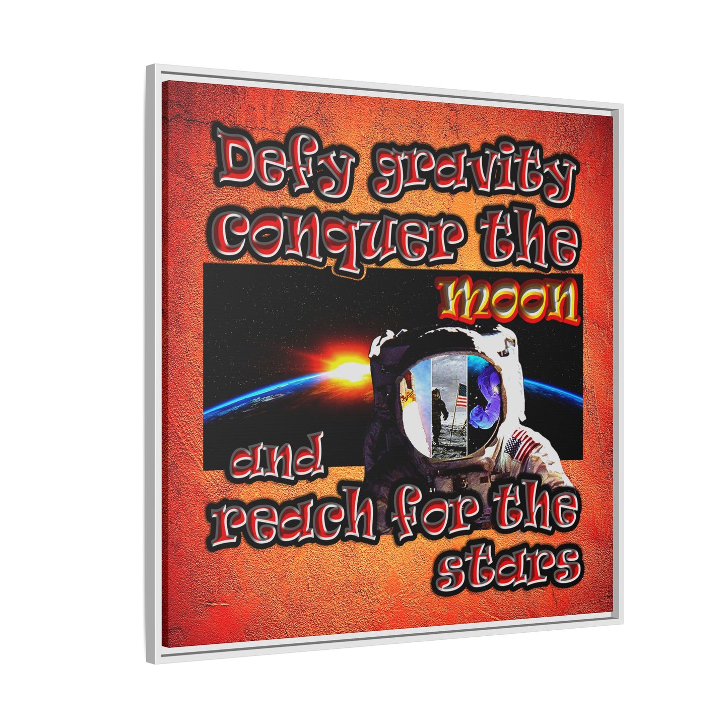 defy conquer reach - framed canvas art (burnt orange)