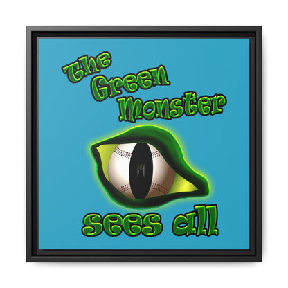 green monster - framed canvas art (turquoise)