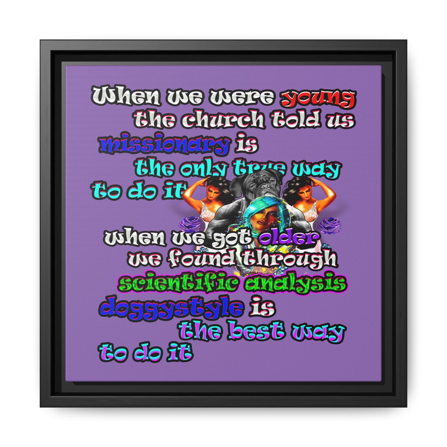 doggystyle - framed canvas art (light purple)
