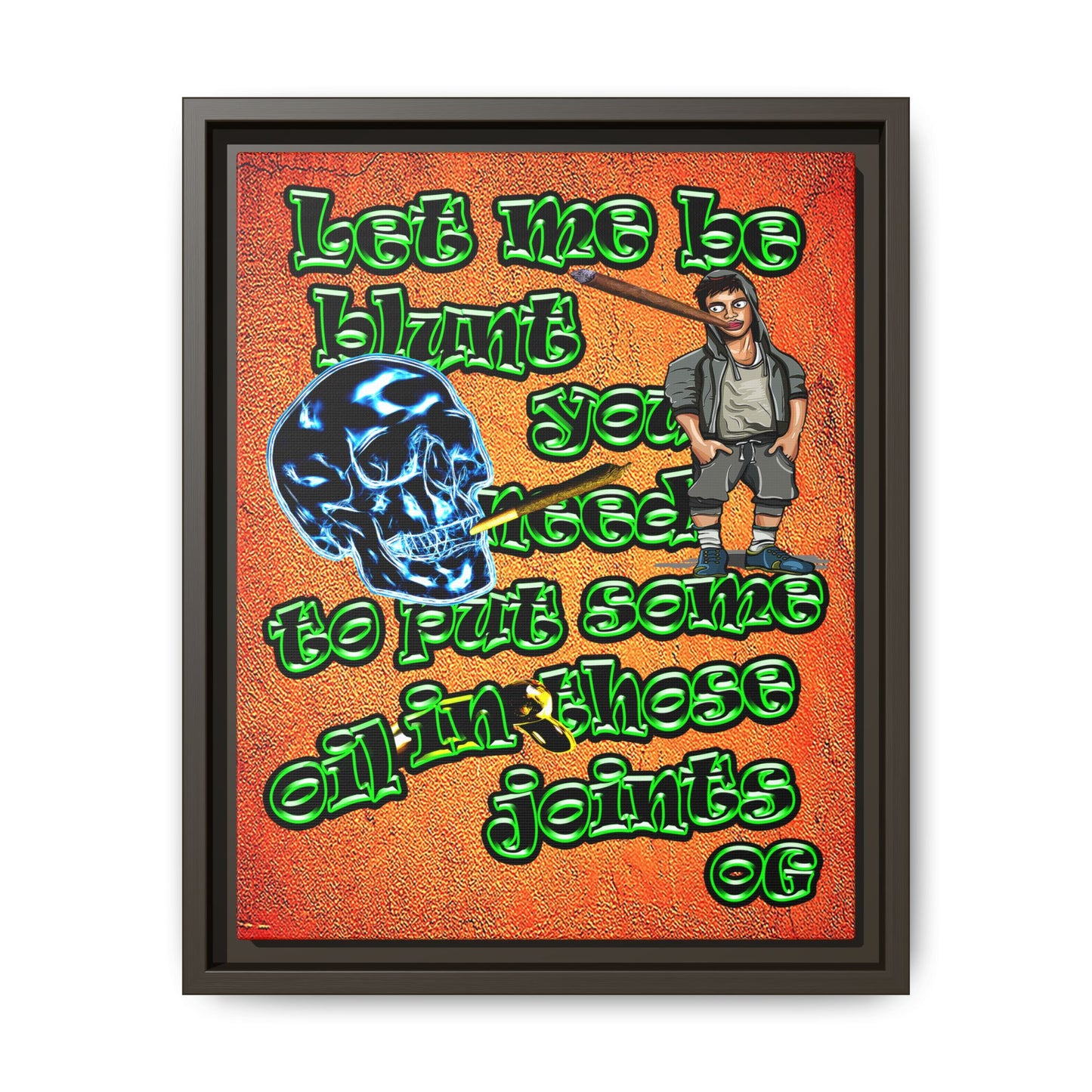 og - framed canvas art (burnt orange)