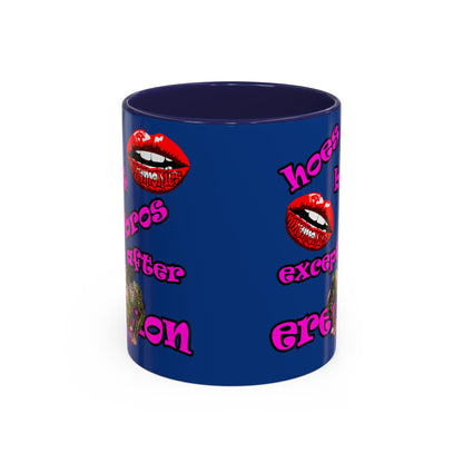 hoes b4 bros - Accent Mug (dark blue)