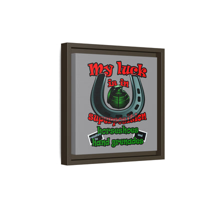 my luck - framed canvas art (grey)