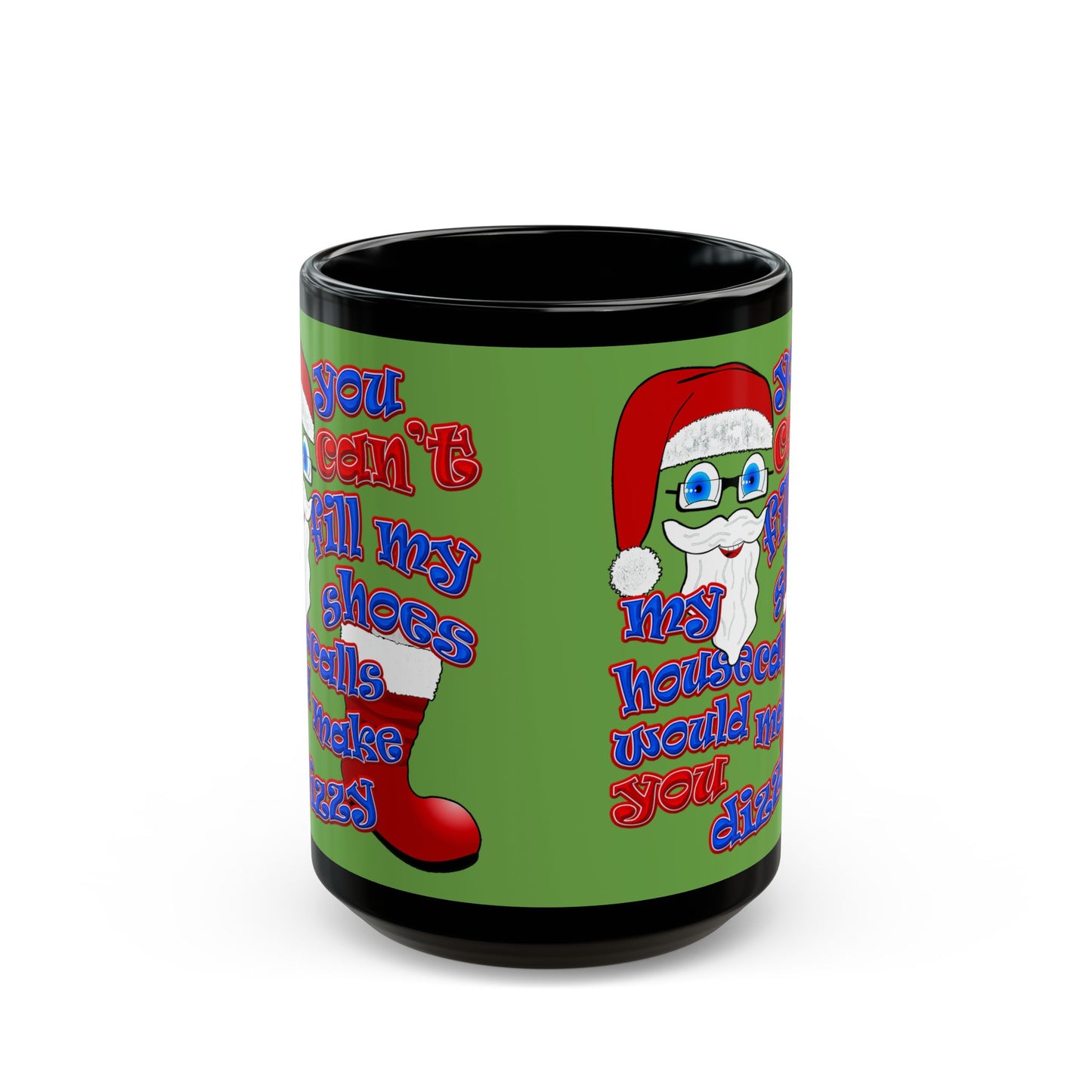 santa's shoes - Black Mug (green)