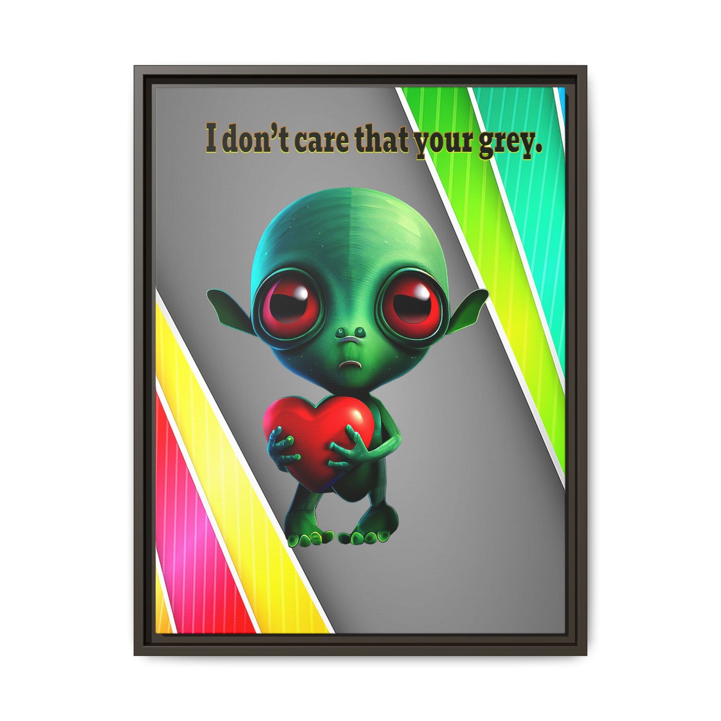 I don't care that your grey - framed canvas art (rainbow split)