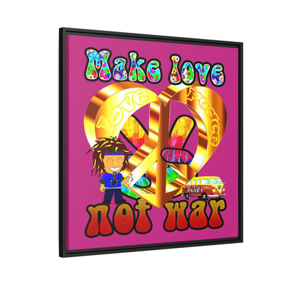 love peace - framed canvas art (pink)