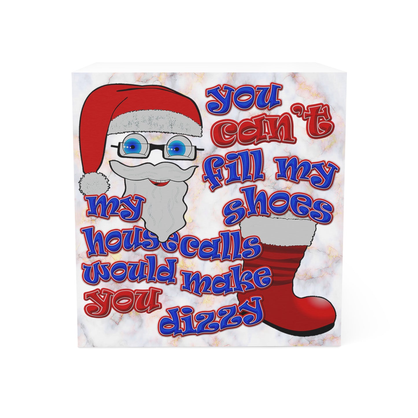 santa's shoes - note cube (white marble)