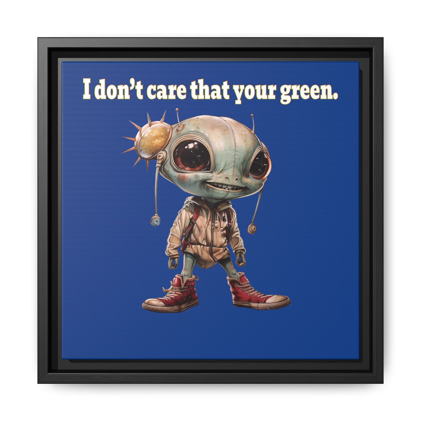 I don't care that your green - framed canvas art (dark blue)