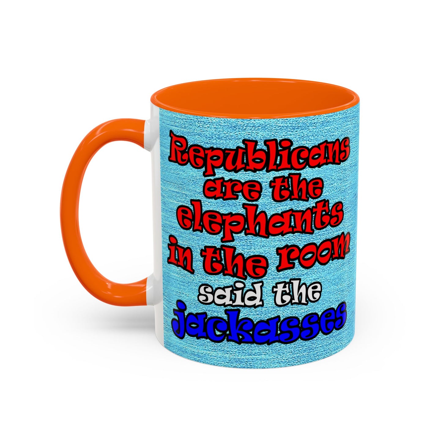 donkeys and elephants - Accent Mug (faded blue)