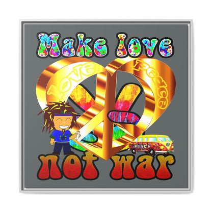 love peace - framed canvas art (dark grey)