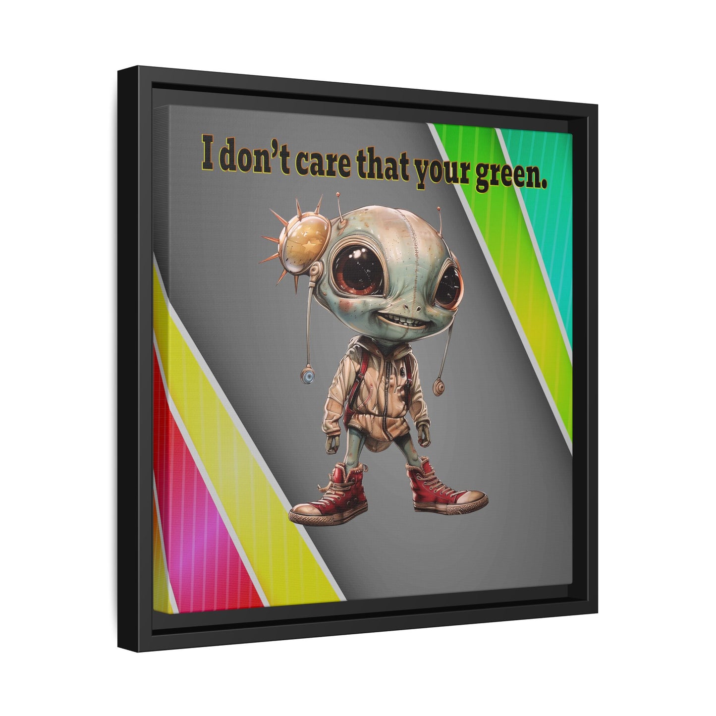 I don't care that your green - framed canvas art (rainbow split)