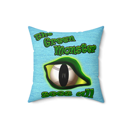 green monster - Spun Polyester Square Pillow - (faded blue)