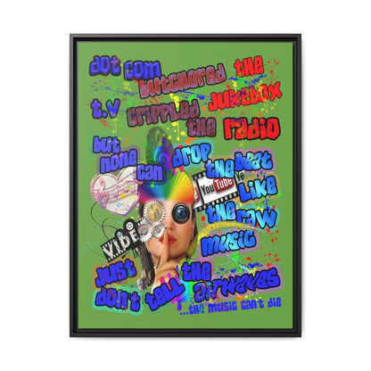 drop the beat - framed canvas art (green)