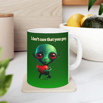I don't care that your grey - White Mug (logo green)