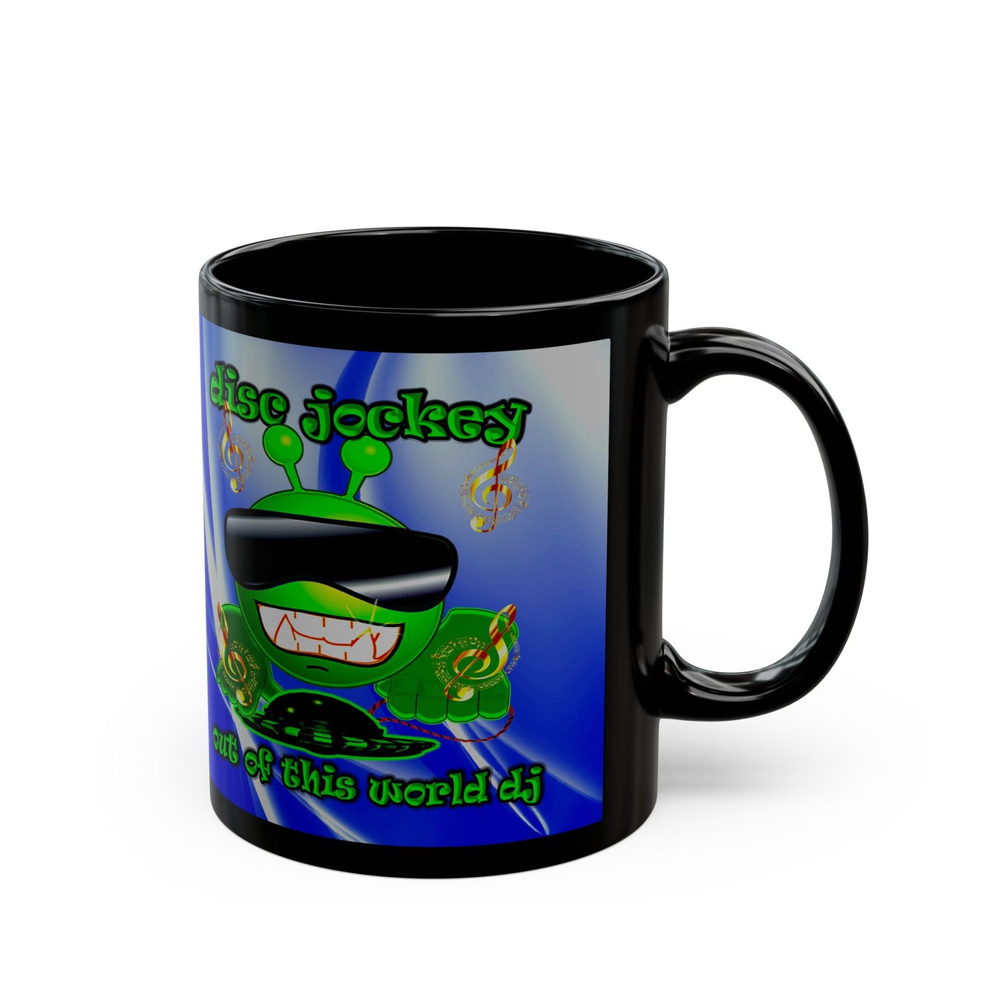 disc jockey - Black Mug (blue-white wave)